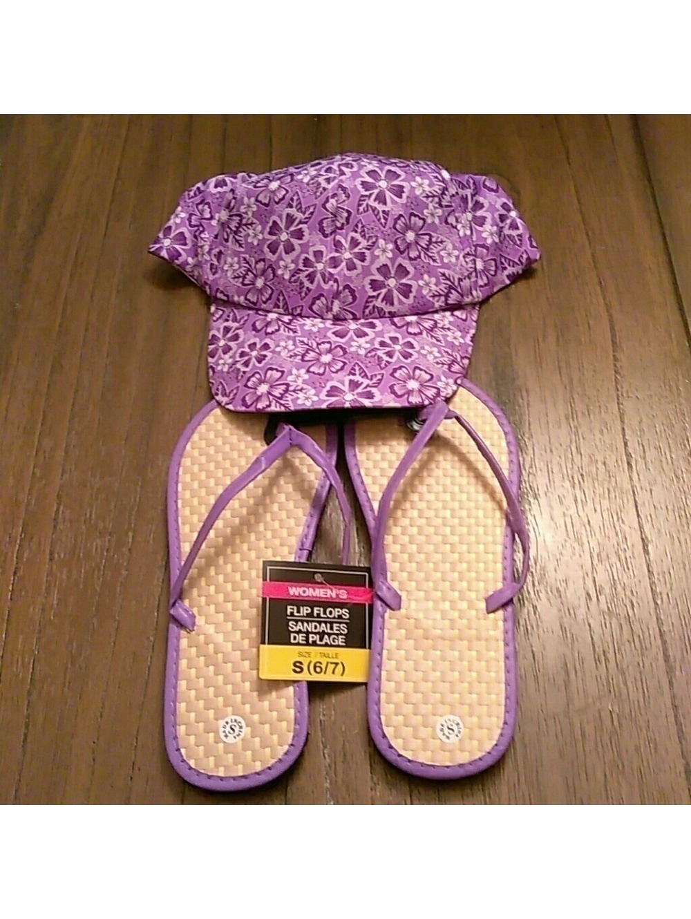 NEW purple sandals and hat set